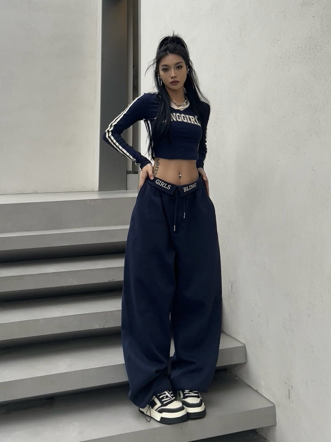 Flip Letter Printed Jogging Pants - Mldripanddrop