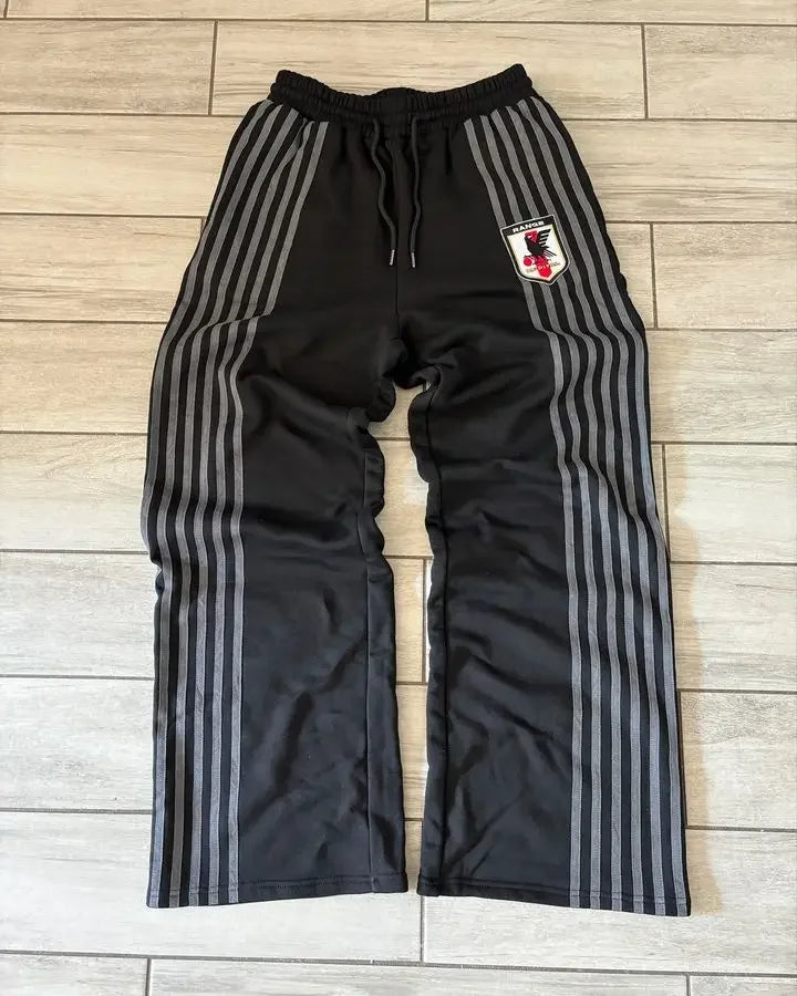 Men’s Striped Zip Hoodie & Sweatpants Set – Y2K Oversized Streetwear