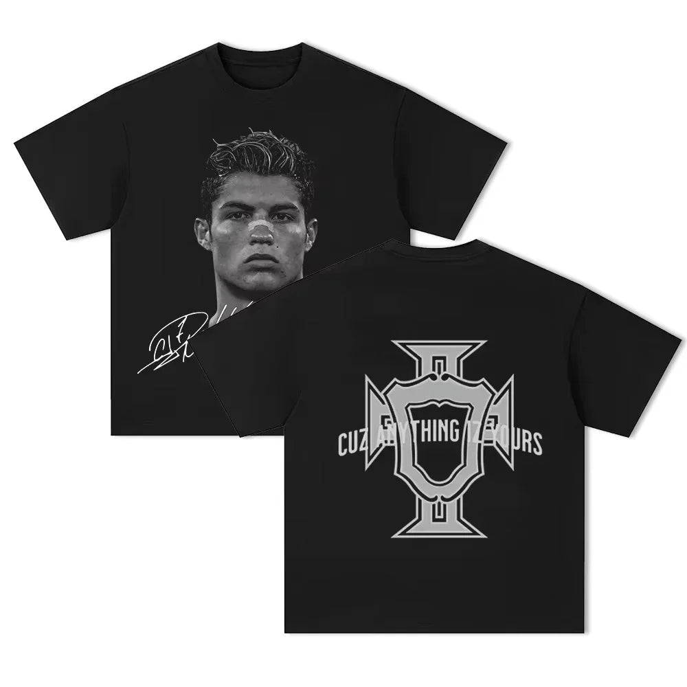 Oversized T-shirt Football Star Printed Cotton Short-sleeved - Mldripanddrop