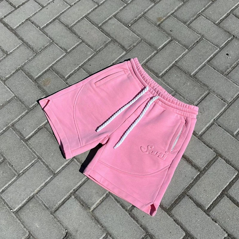 Solid Shorts Man Pink Sweatpants - Mldripanddrop