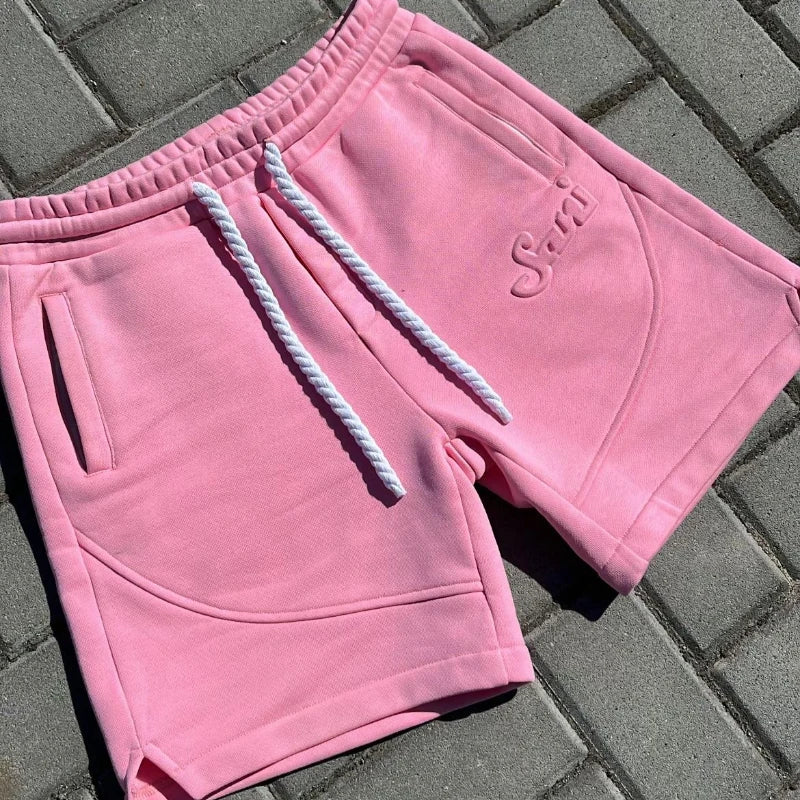 Solid Shorts Man Pink Sweatpants - Mldripanddrop