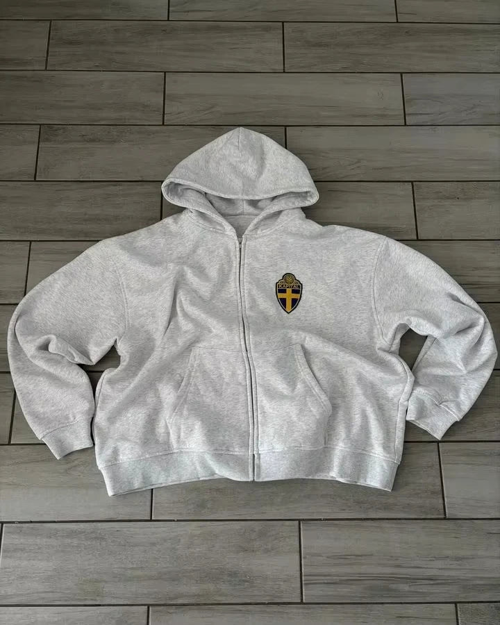 Men’s Striped Zip Hoodie & Sweatpants Set – Y2K Oversized Streetwear