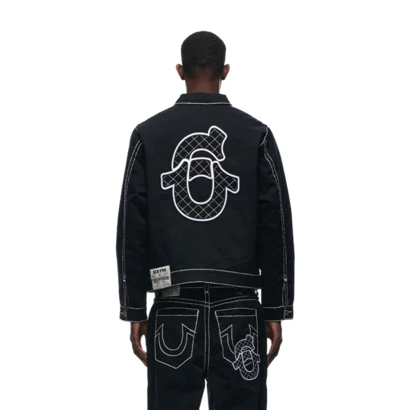 Embroidered Jacket Jeans Two Piece Y2K Streetwear Mens Womens Tracksuit Retro - Mldripanddrop