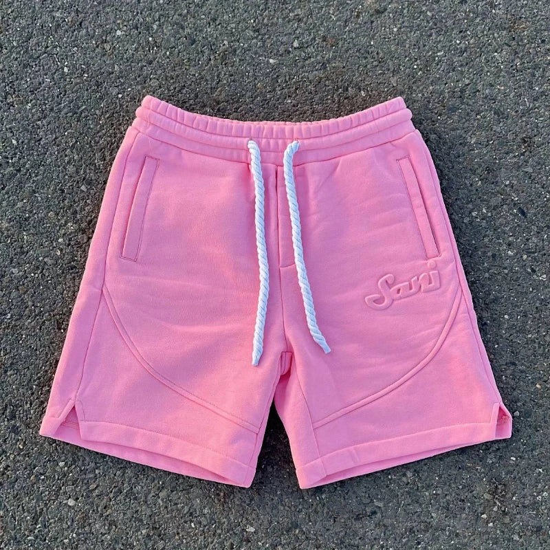 Solid Shorts Man Pink Sweatpants - Mldripanddrop