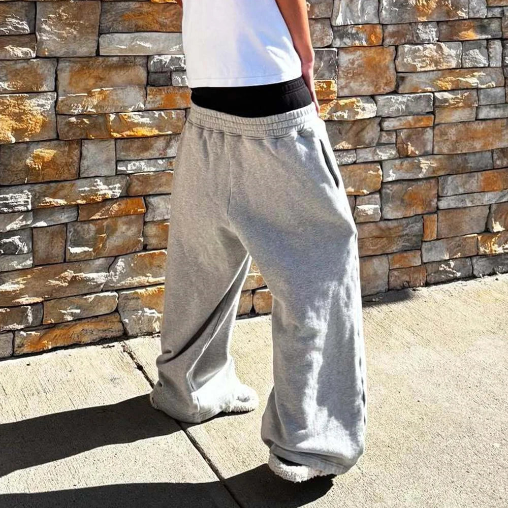 Y2K High-Waist Street Pants – Double Waist, Straight-Leg, Trendy & Casual - Mldripanddrop