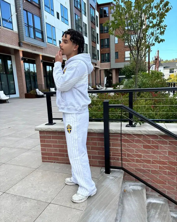 Men’s Striped Zip Hoodie & Sweatpants Set – Y2K Oversized Streetwear
