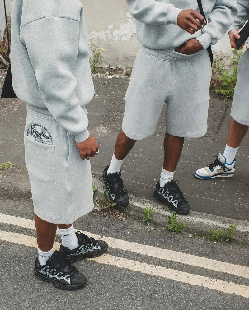 Grey Disc Pattern Men’s Shorts Set – Sporty, Minimal & Breathable