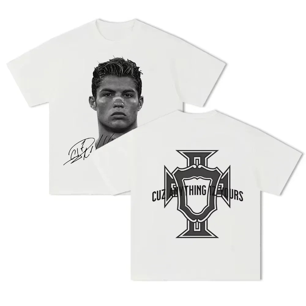 Oversized T-shirt Football Star Printed Cotton Short-sleeved - Mldripanddrop