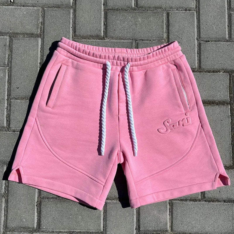 Solid Shorts Man Pink Sweatpants - Mldripanddrop