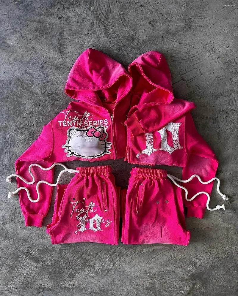 Two Piece Set Tracksuits Zip Hoodie - Mldripanddrop