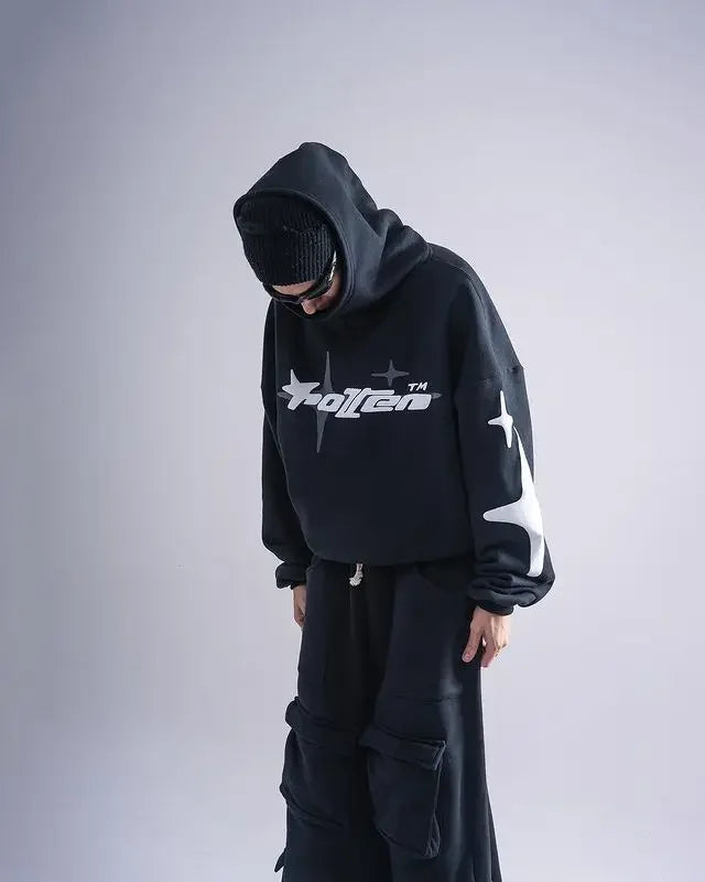 Retro Gothic Men Hoodie Loose and Casual Sweatshirt - Mldripanddrop
