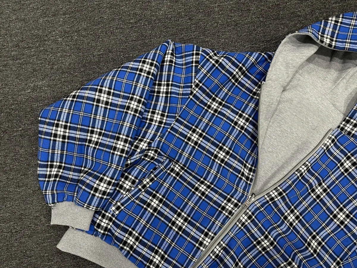 Oversized Hoodies for Street Clothes with Plaid Lining Solid Color Sweatshirt Streetwear - Mldripanddrop