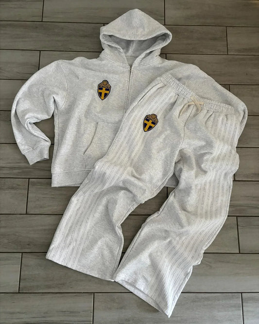 Y2K Zip Hoodie & Sweatpants Set – Oversized Vintage Hip-Hop Streetwear