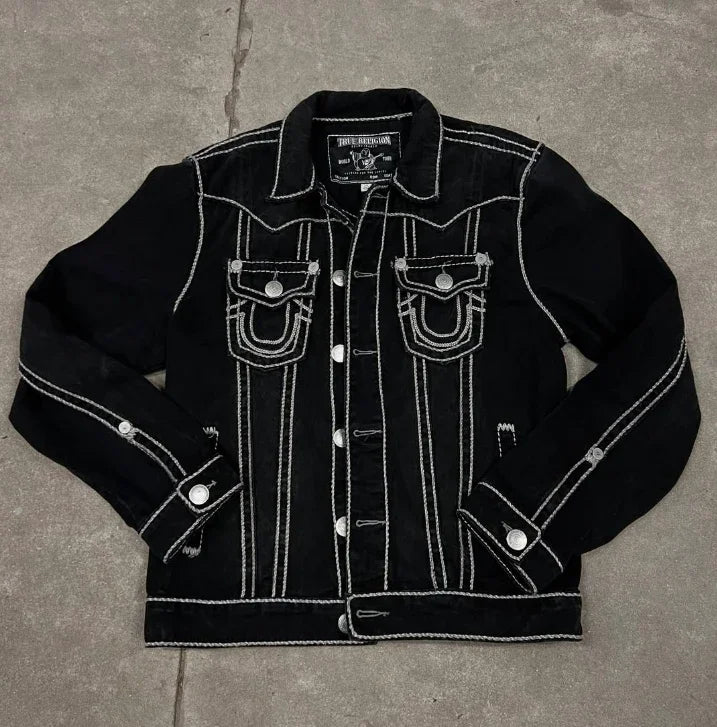 Y2k Denim Jacket Jeans Street Hip hop Retro Clothing Top Two piece set - Mldripanddrop