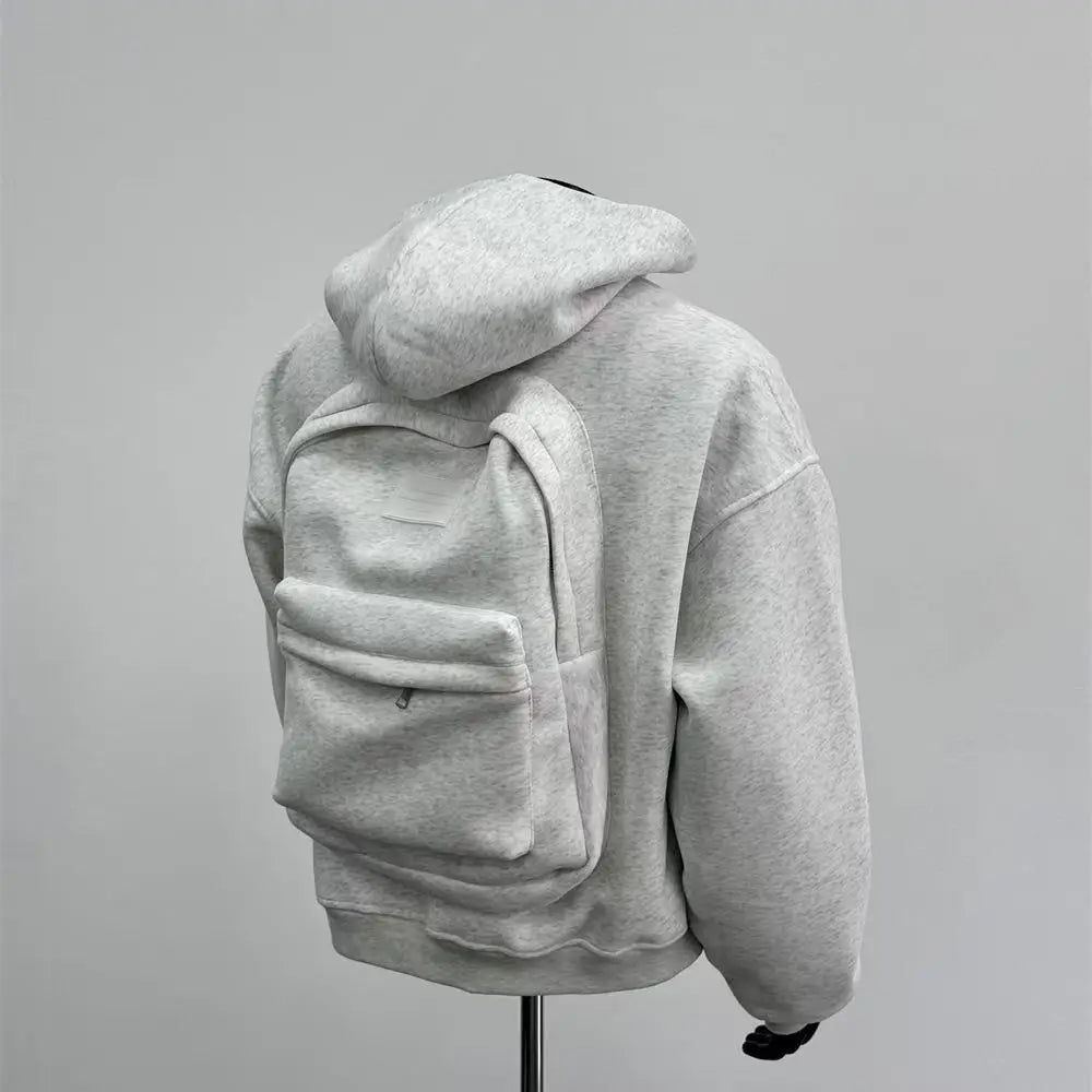 Men's Hoodie Solid Back Small Bag Design Sweatshirt Men Women Trendy Brand Jacket Hooded For Male Coats - Mldripanddrop