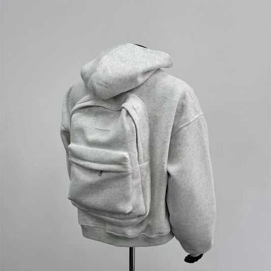 Men's Hoodie Solid Back Small Bag Design Sweatshirt Men Women Trendy Brand Jacket Hooded For Male Coats - Mldripanddrop