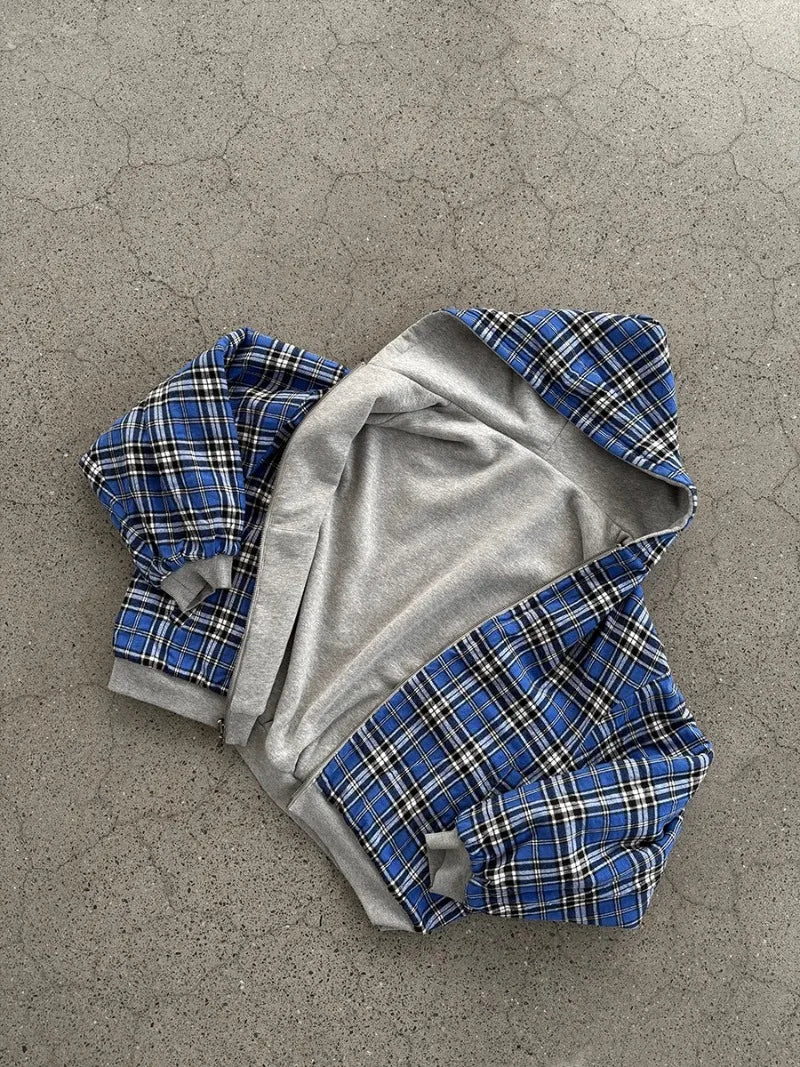 Oversized Hoodies for Street Clothes with Plaid Lining Solid Color Sweatshirt Streetwear - Mldripanddrop