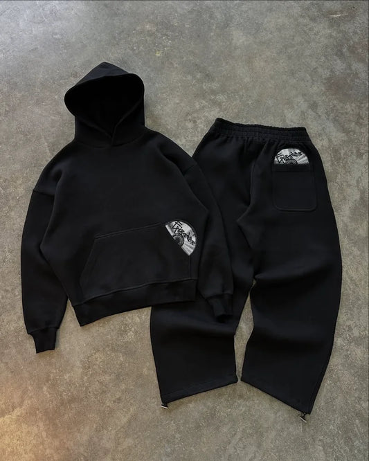 High Street Hip-Hop Tracksuit – Gothic Embroidered Pullover, Loose Harajuku Style