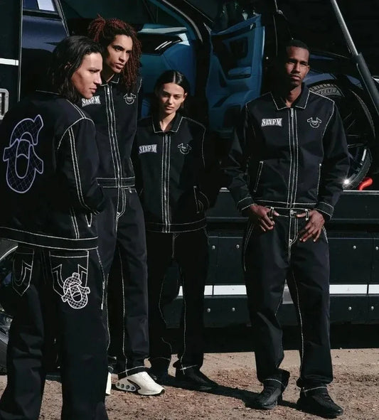 Embroidered Jacket Jeans Two Piece Y2K Streetwear Mens Womens Tracksuit Retro - Mldripanddrop