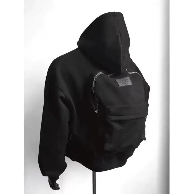 Men's Hoodie Solid Back Small Bag Design Sweatshirt Men Women Trendy Brand Jacket Hooded For Male Coats - Mldripanddrop