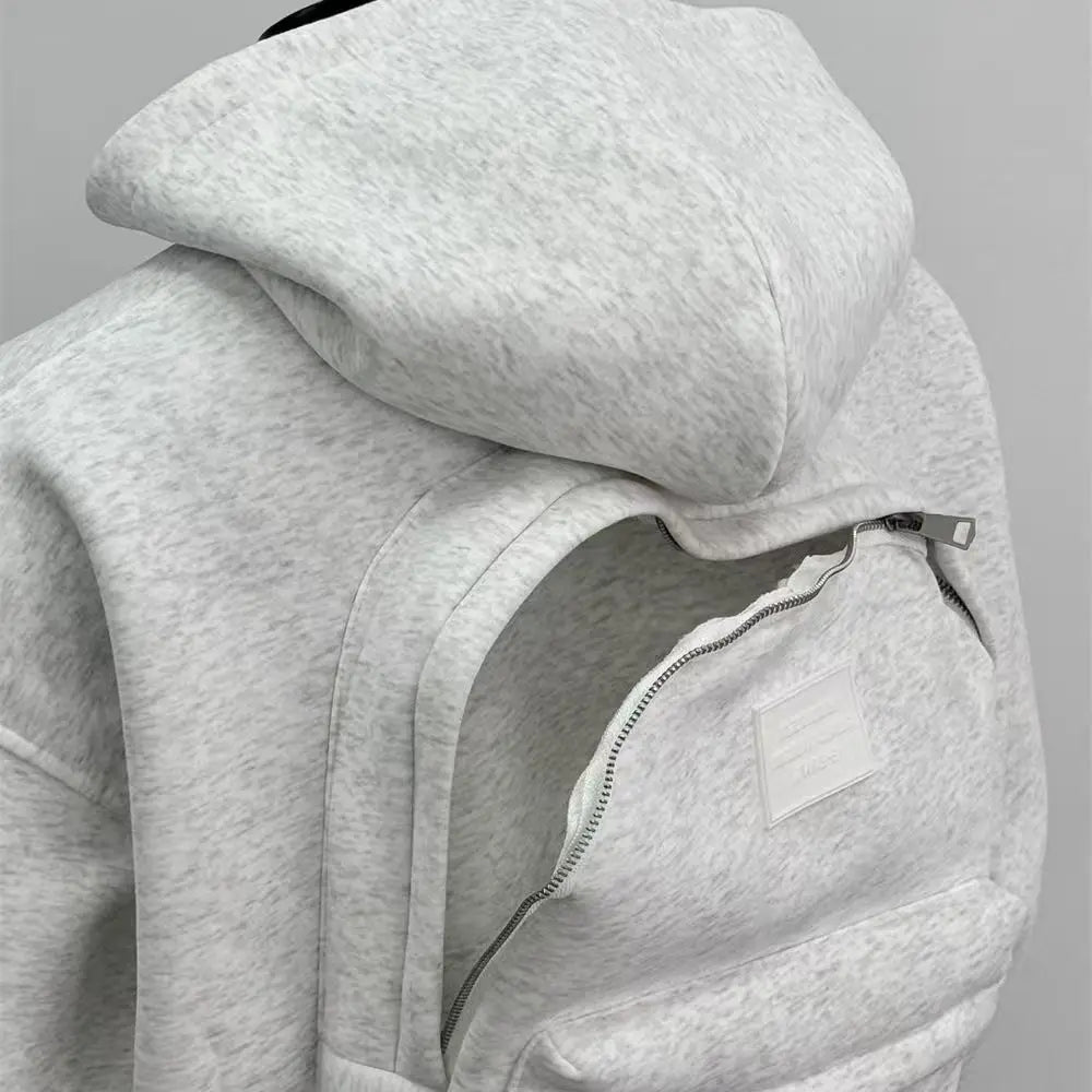 Men's Hoodie Solid Back Small Bag Design Sweatshirt Men Women Trendy Brand Jacket Hooded For Male Coats - Mldripanddrop