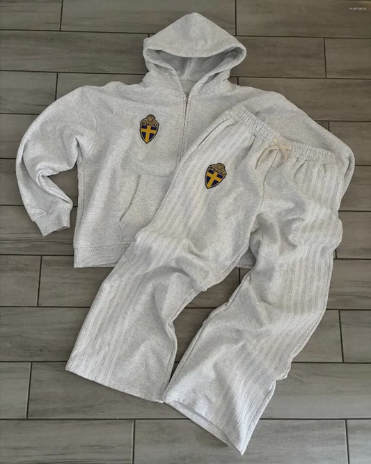 Two Piece Set Tracksuits Zip Hoodie